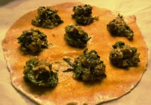 Spinach & Mushroom filled Almond Ravioli